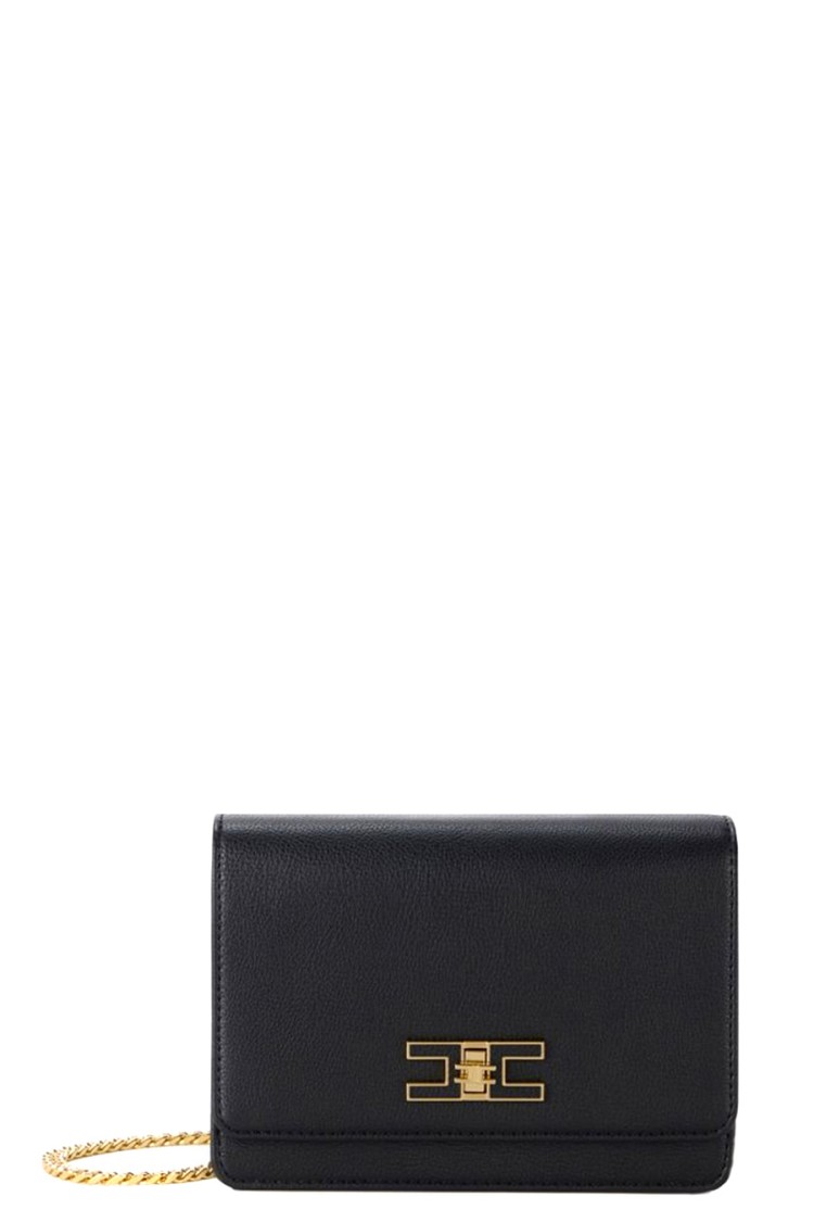 Elisabetta Franchi Borsa A Tracolla Nera Piccola Con Placca Logo