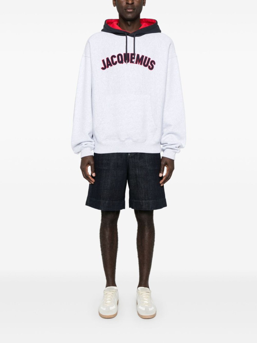 Jacquemus Light Grey Le Hoodie Baseball Sweatshirt Men In White
