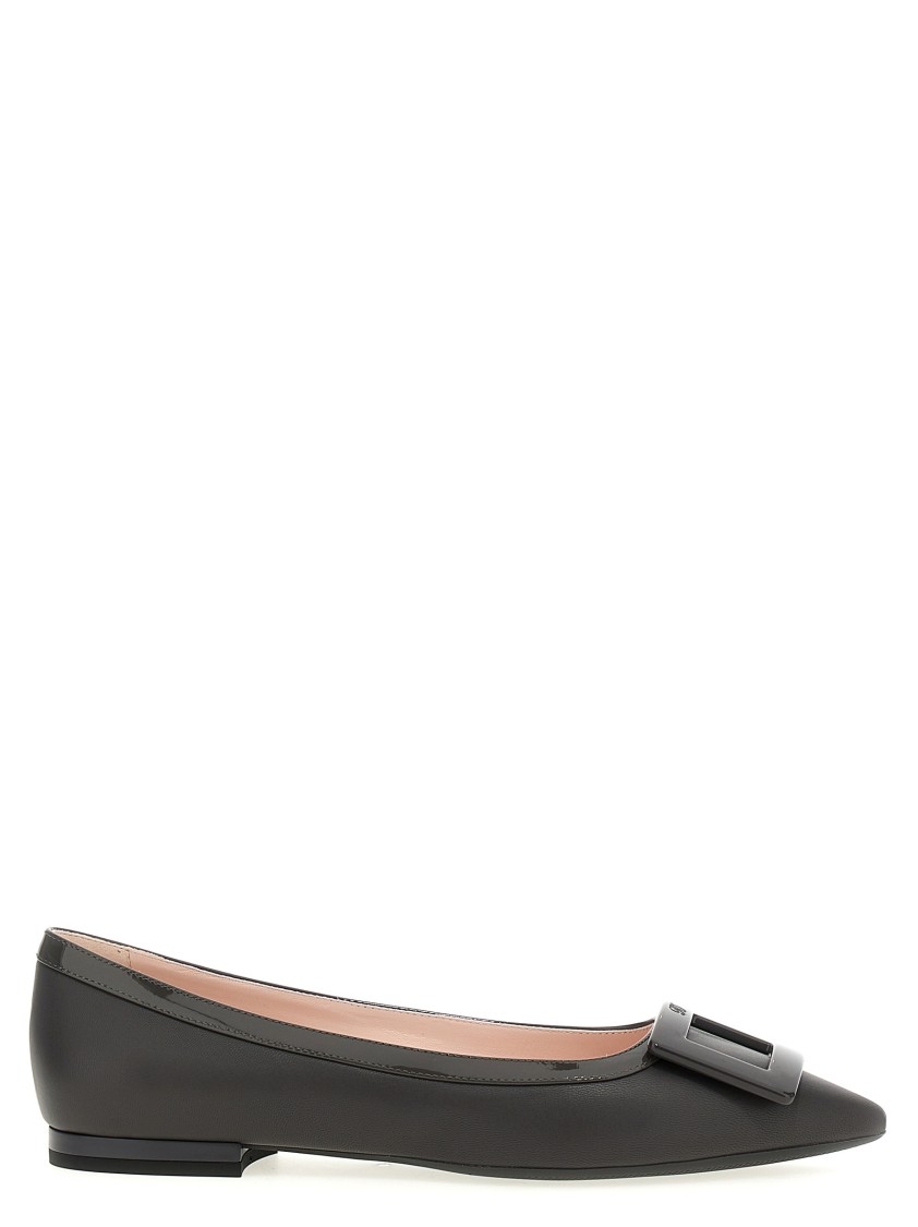 Roger Vivier Gommettine Flat Shoes Gray In Black