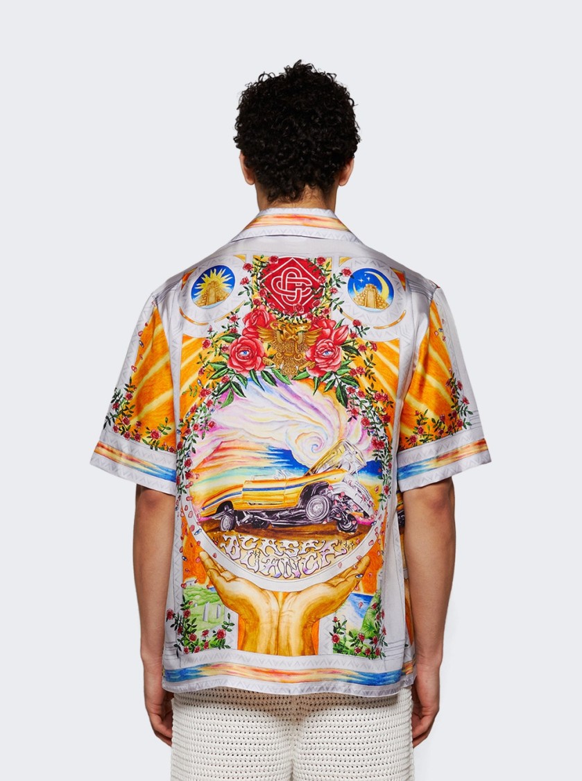 Casablanca Men's Short Sleeve Cuban Collar Shirt | Size Medium | Ums25sh00305