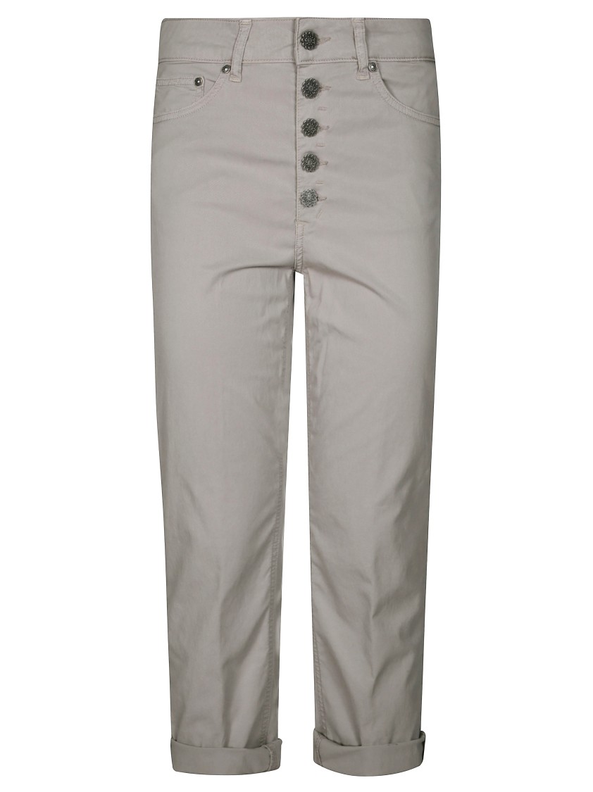 Dondup High Waist Tailored Trousers With Rolled Cuffs In Gray