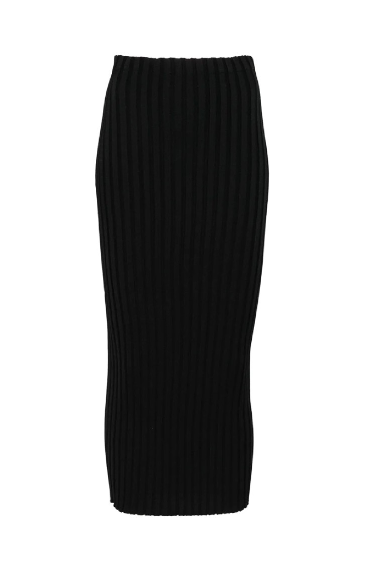 Fabiana Filippi Knee-length Ribbed Skirt With Textured Finish In Black