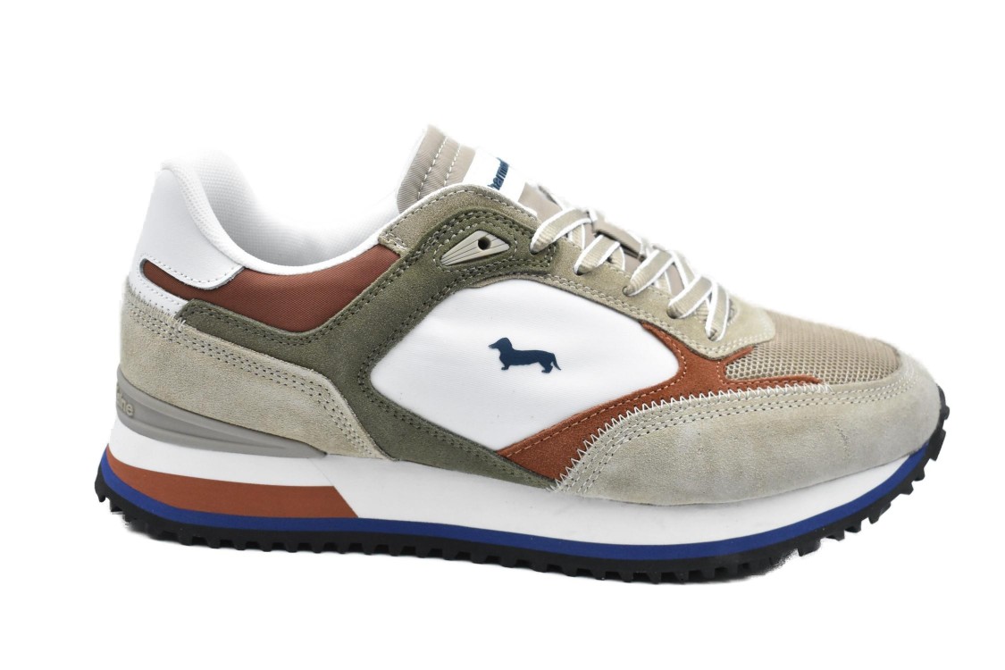 Harmont & Blaine Beige Low-top Sneakers With Suede And Mesh Detailing In Gray