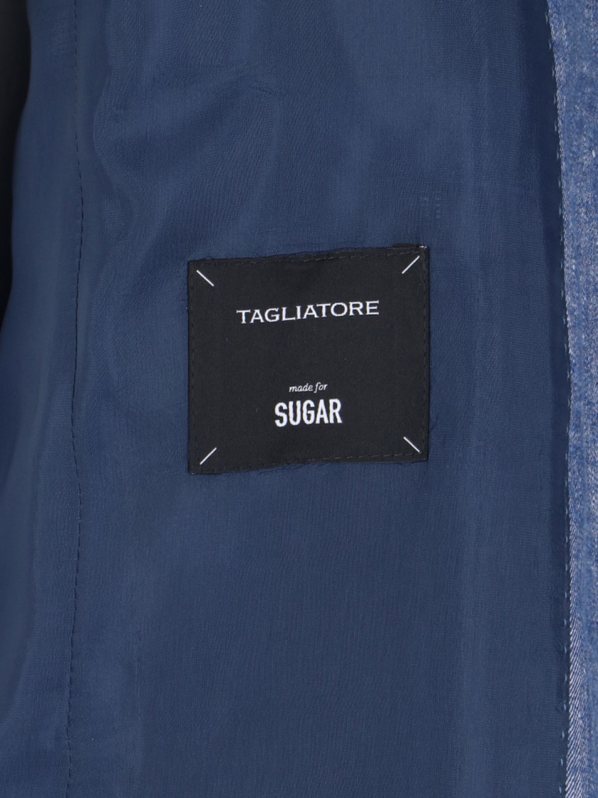 Tagliatore Tailored Jacket With Notched Lapel And Single Vent In Blue