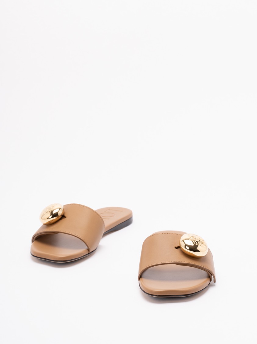 Loewe Pebble Slide In Soft Calfskin In Brown