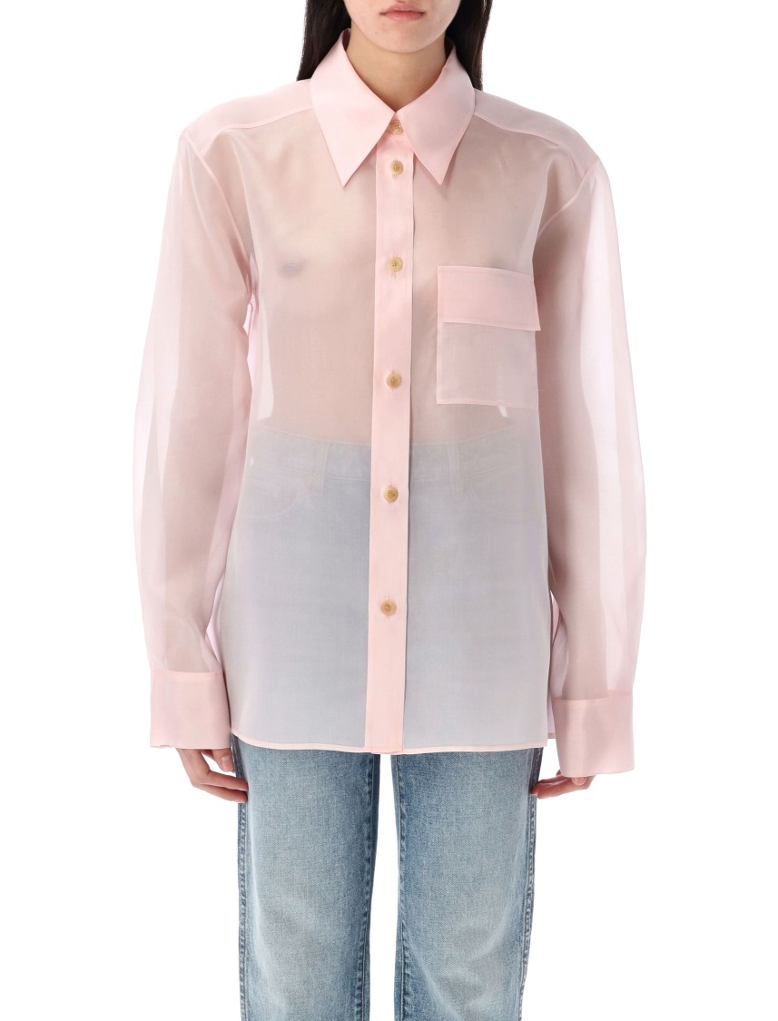 Khaite Yatty Silk-organza Shirt In Pink