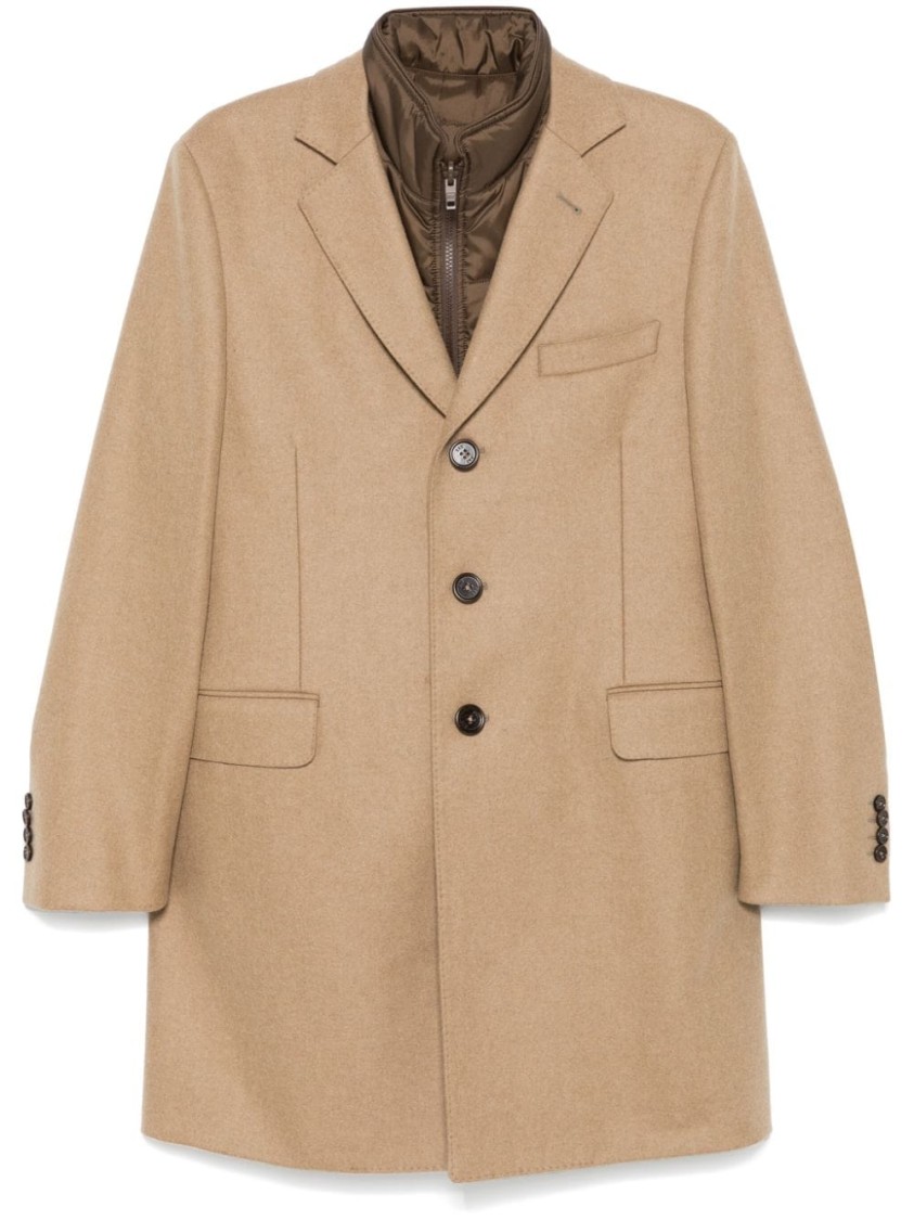 Fay Darted Silhouette Tailored Wool Coat In Brown