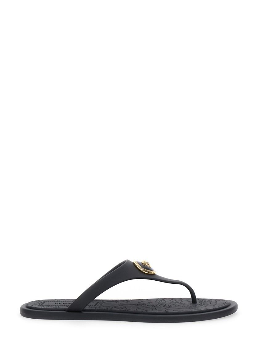 Versace Black Slides With Medusa Detail