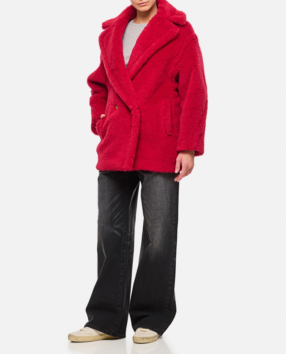 Max Mara Frais Wool Blend Short Coat In Red