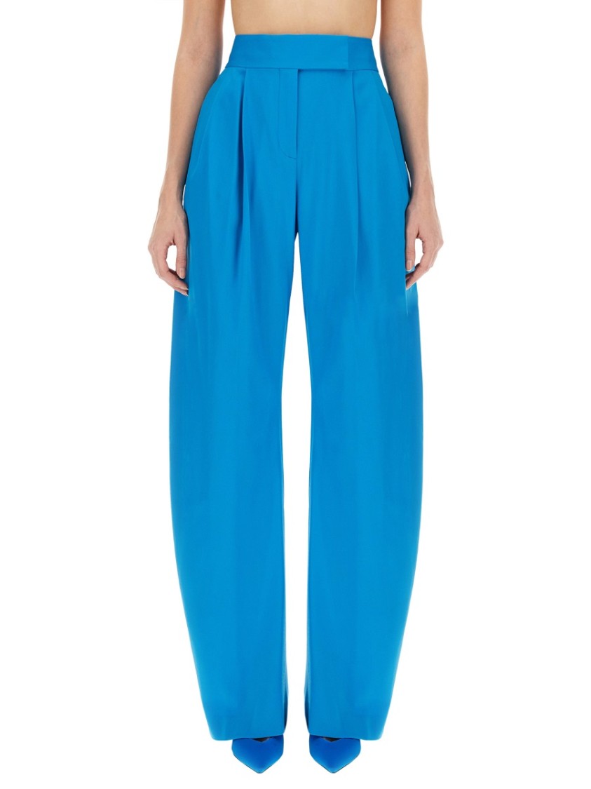 Attico Gary Stretch Wool Wide-leg Pant In Blue