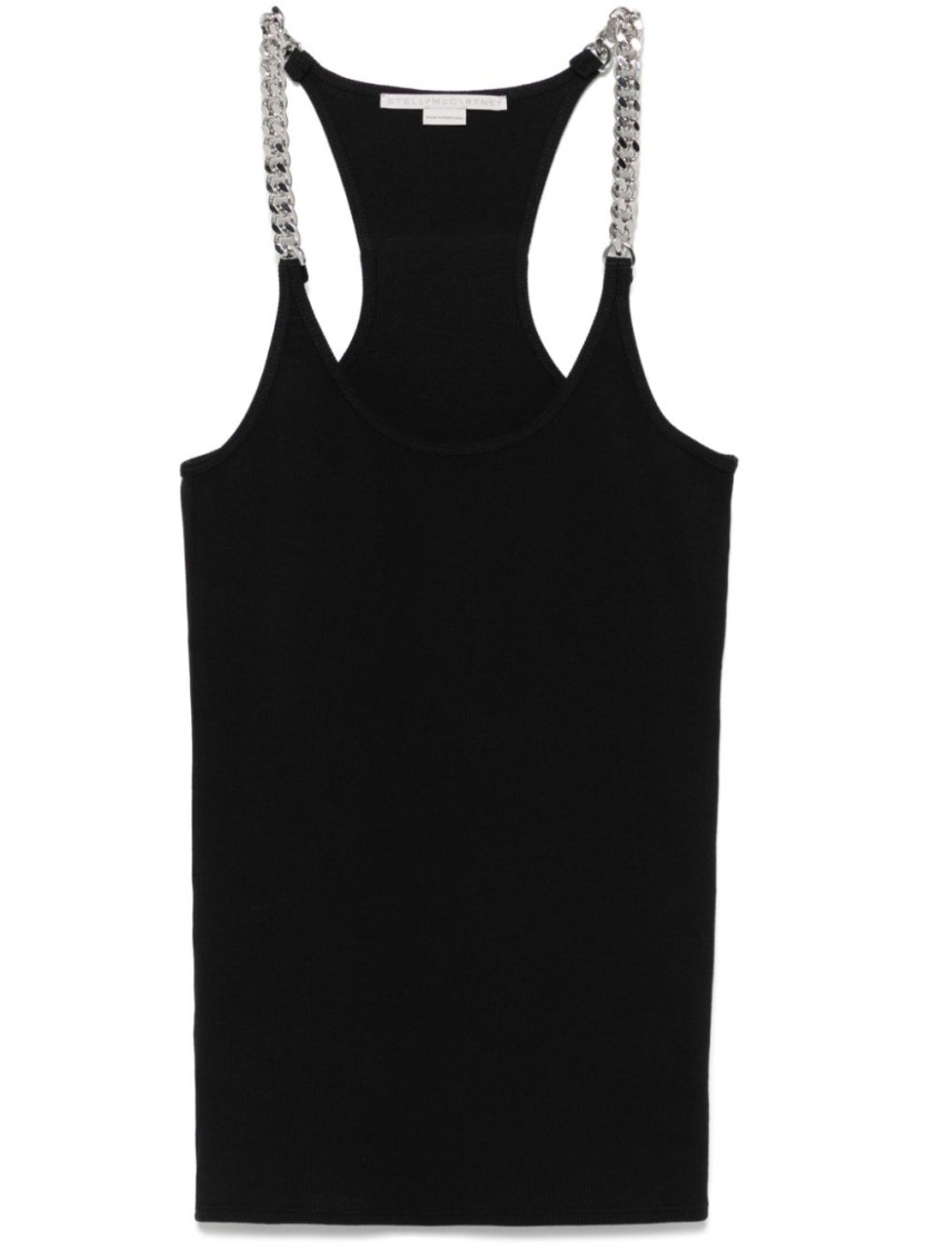 Shop Stella Mccartney Sleeveless Top With Chain-link Detailing In Black