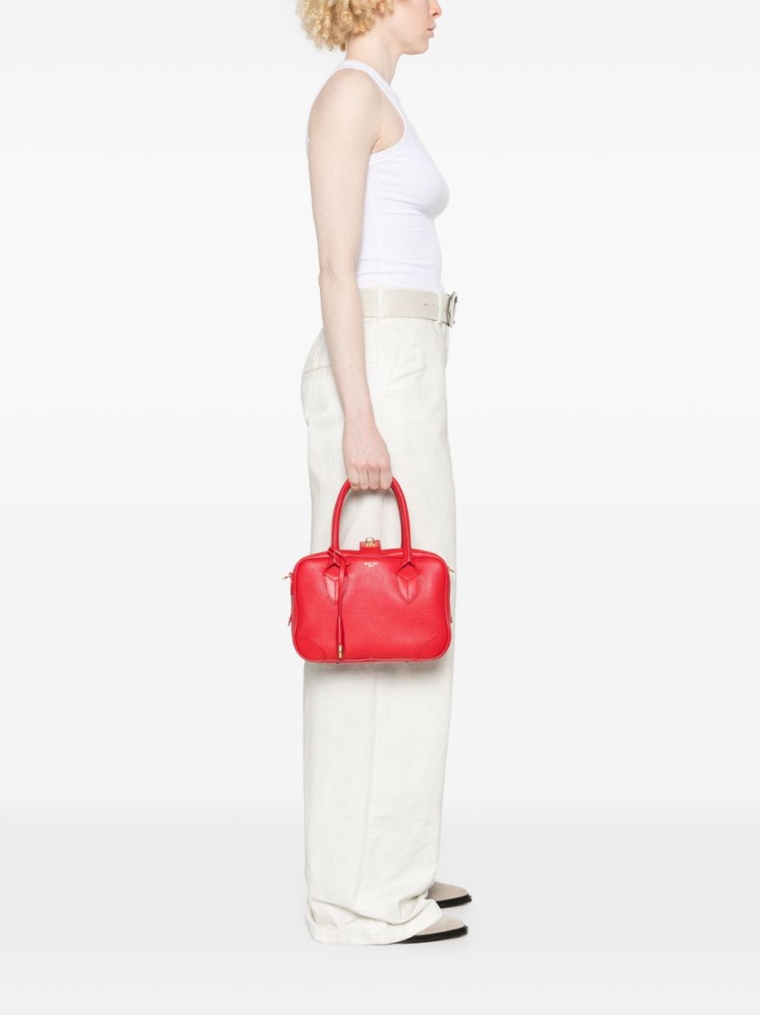Golden Goose Structured Red Goat Leather Handbag In Red