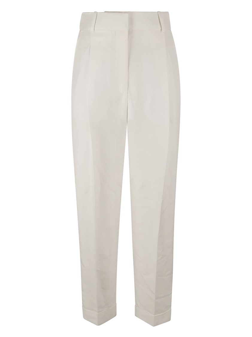 Alexander Mcqueen Tailored High-waist Trousers With Silhouette In White