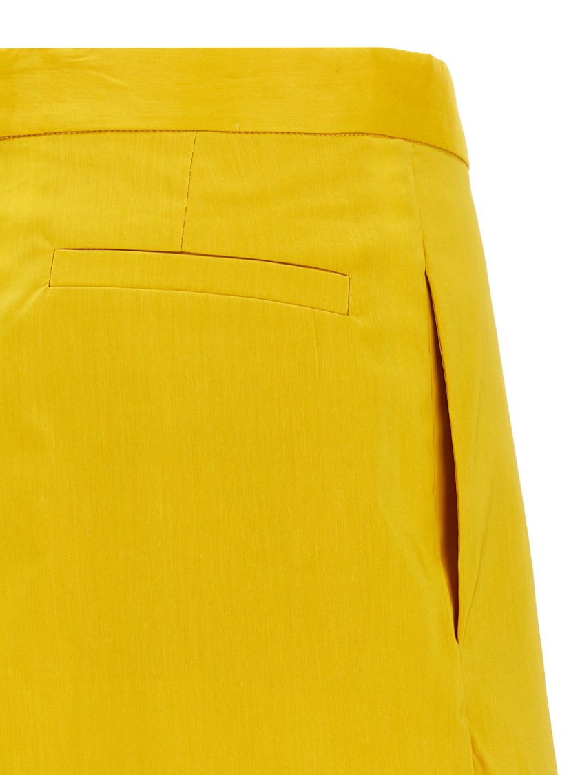 Fabiana Filippi Wide-leg Cotton Blend Trousers With Pin Tucks In Yellow