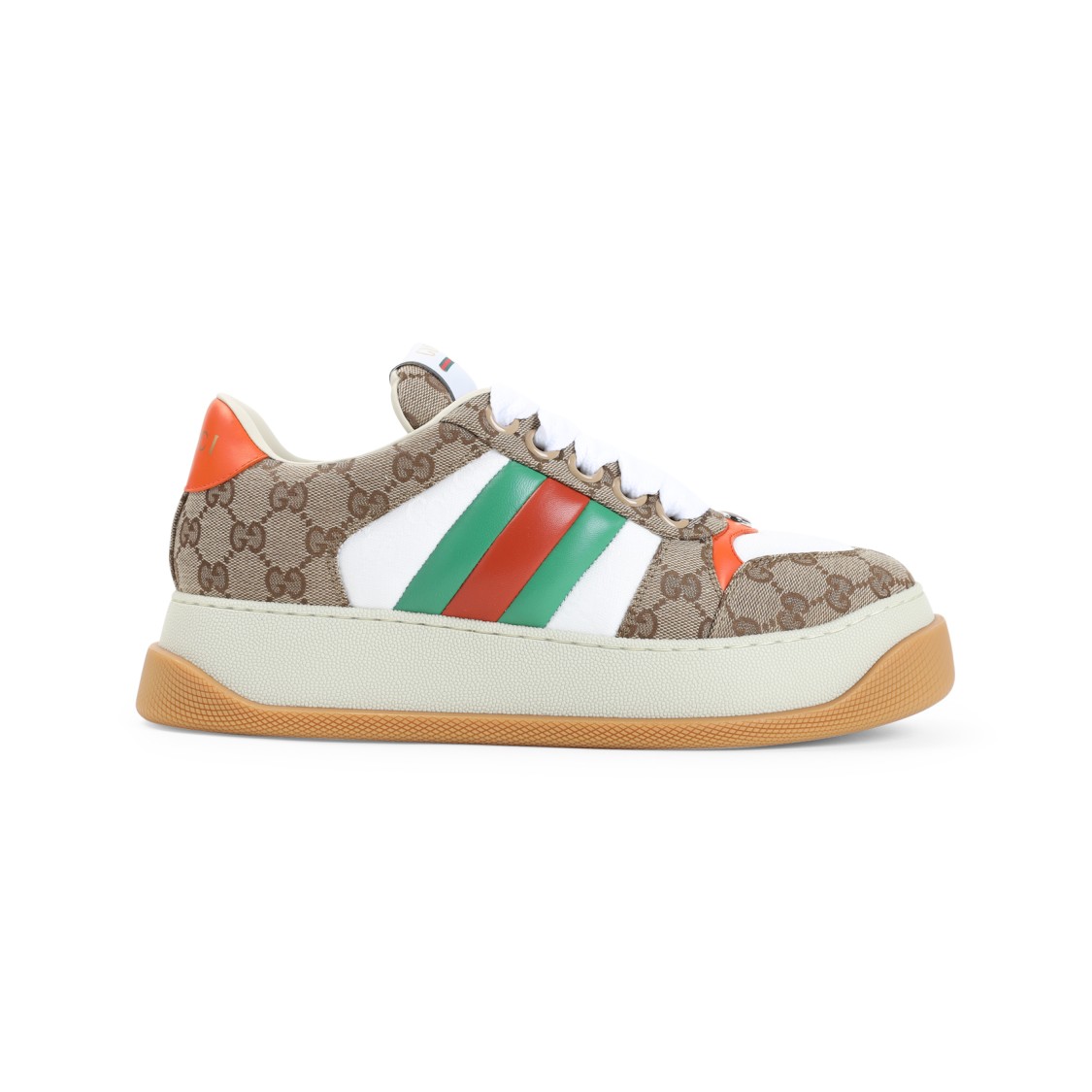 Shop Gucci Brown Gg Supreme Textile Double Screener Sneakers