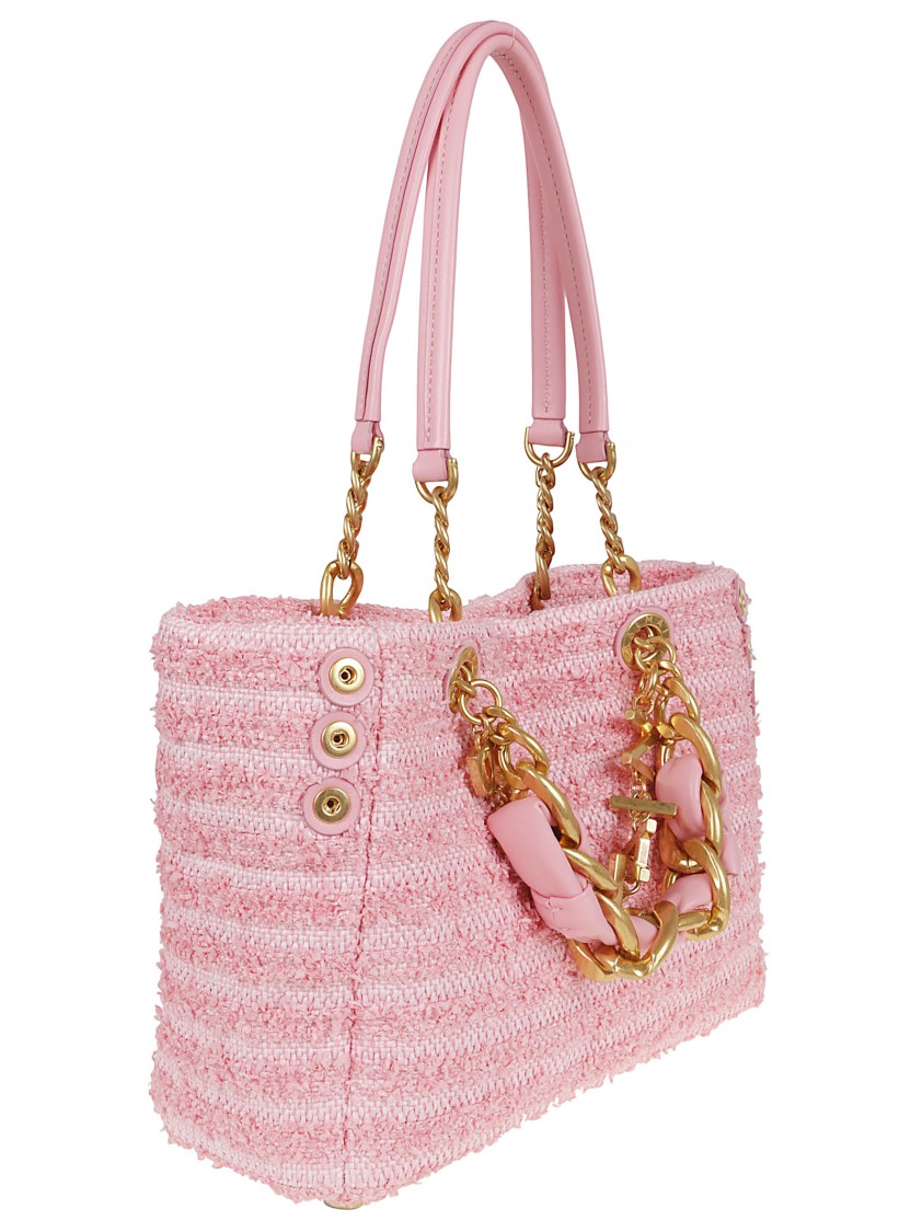 BALMAIN BALMAIN TEXTURED SHOPPER BAG WITH CHAIN DETAIL