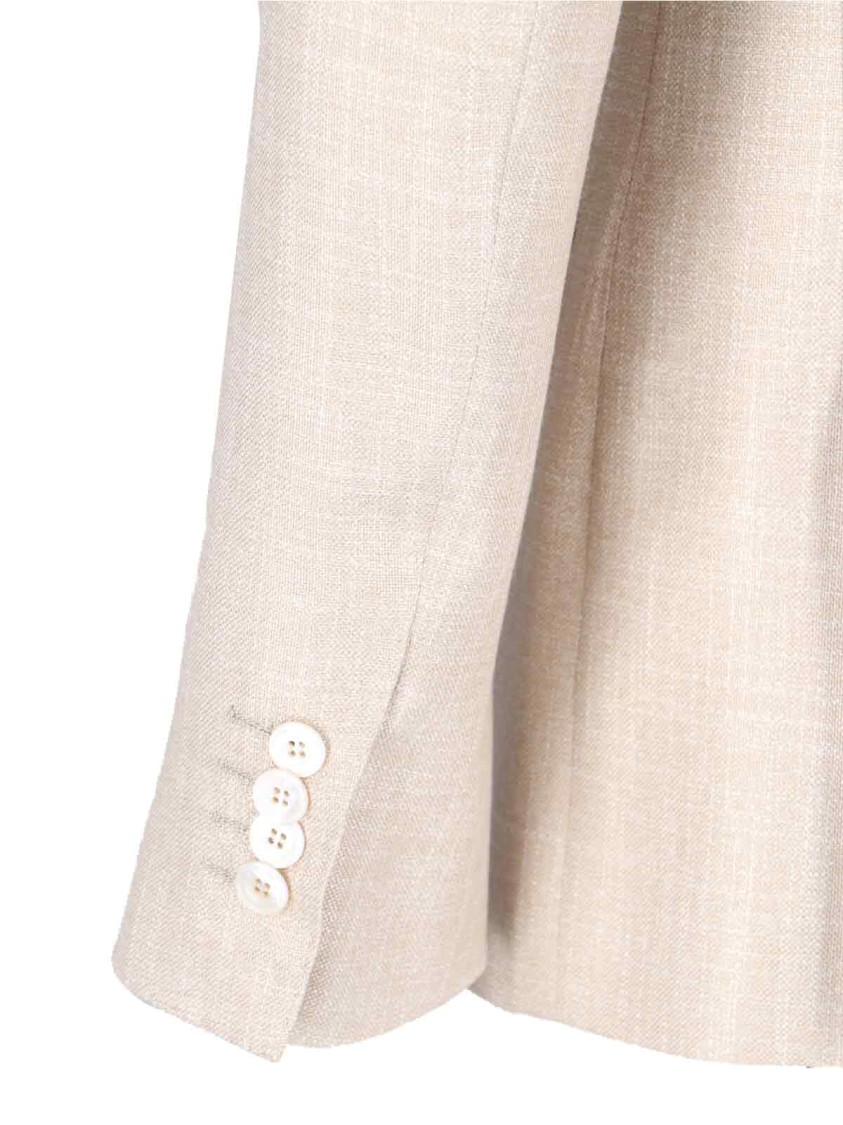 Kiton Double-breasted Jacket With Notch Lapels And Back Vent In Neutrals