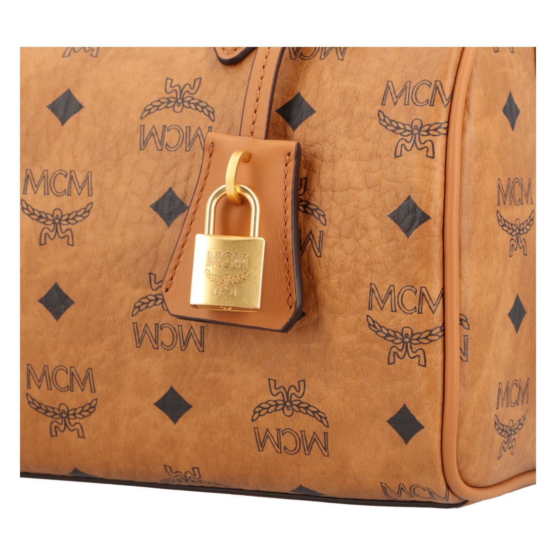 Mcm Printed Canvas Medium Ella Boston Handbag In Brown