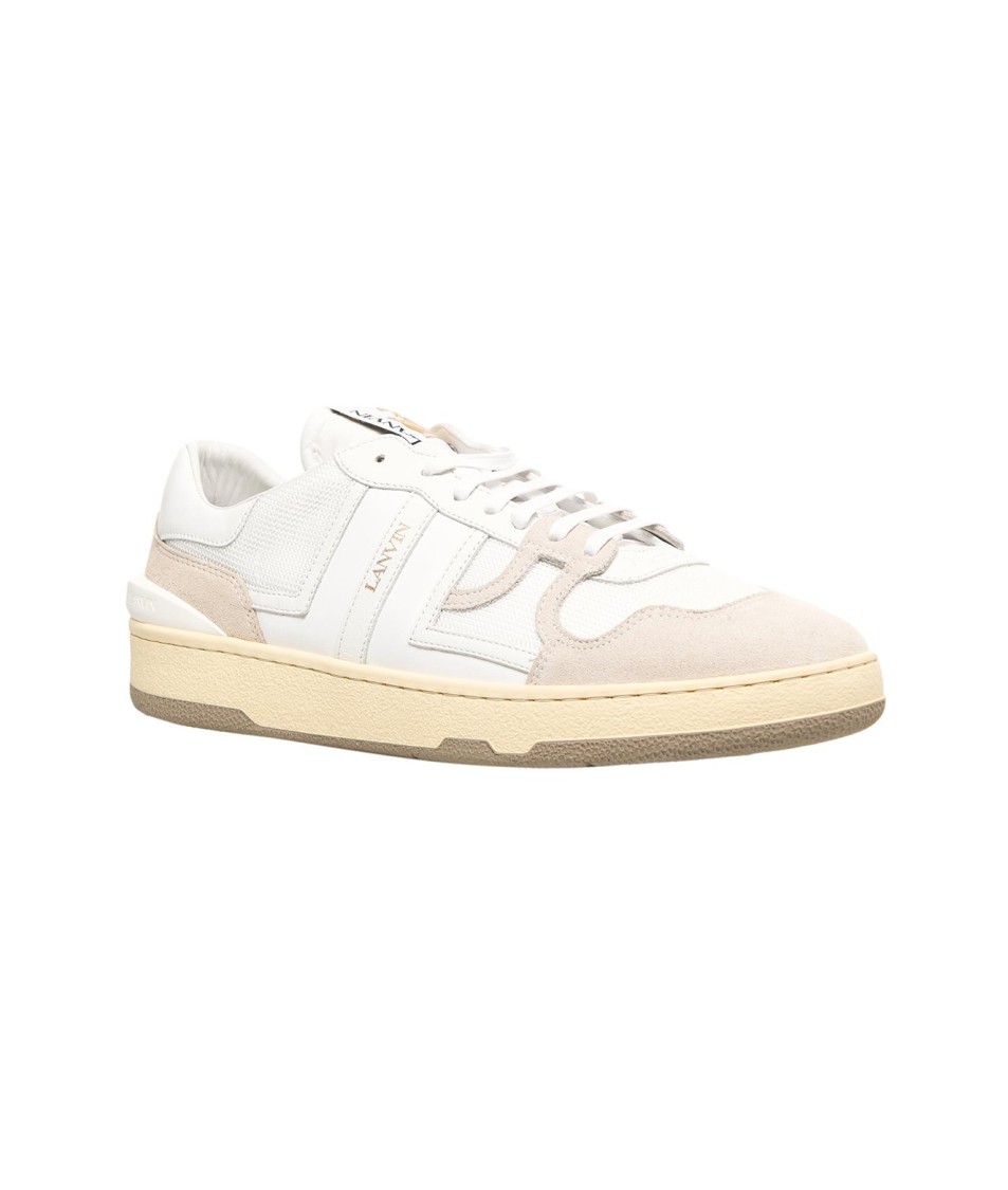 Lanvin Mesh And Leather Clay Sneakers With In Neutrals