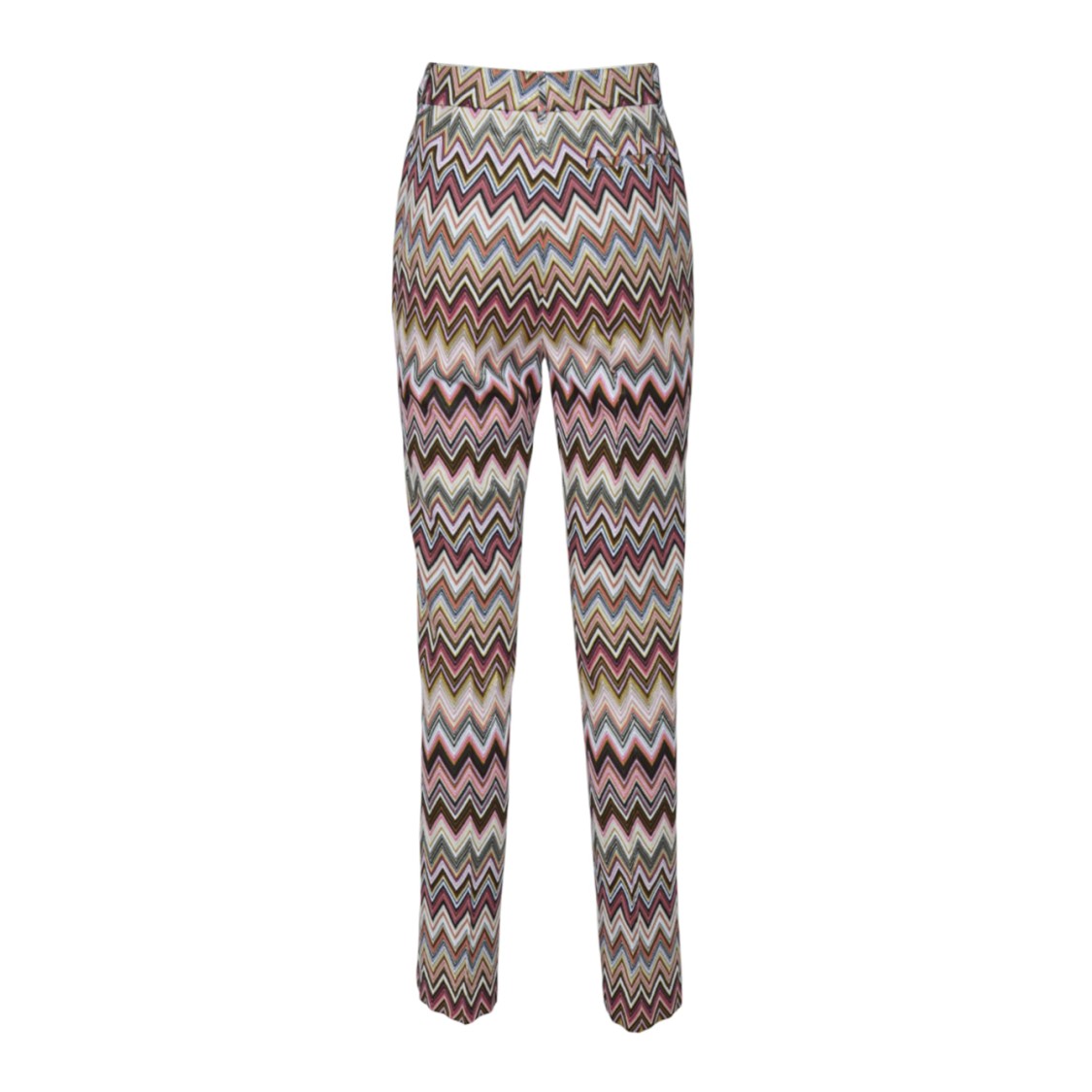 MISSONI MISSONI CROP TROUSERS IN COTTON AND VISCOSE ZIG ZAG PATTERN PINK