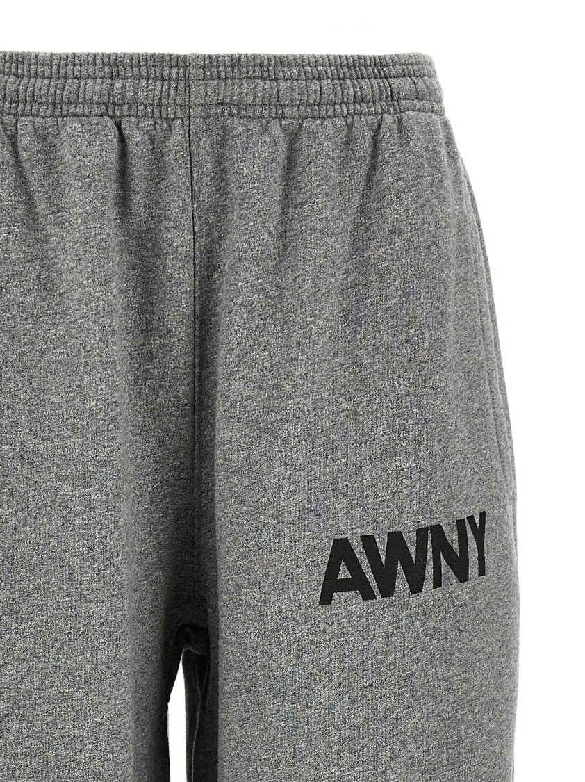 Alexander Wang T T By Alexander Wang Cotton Fleece Sweatpants With Logo Print In Gray