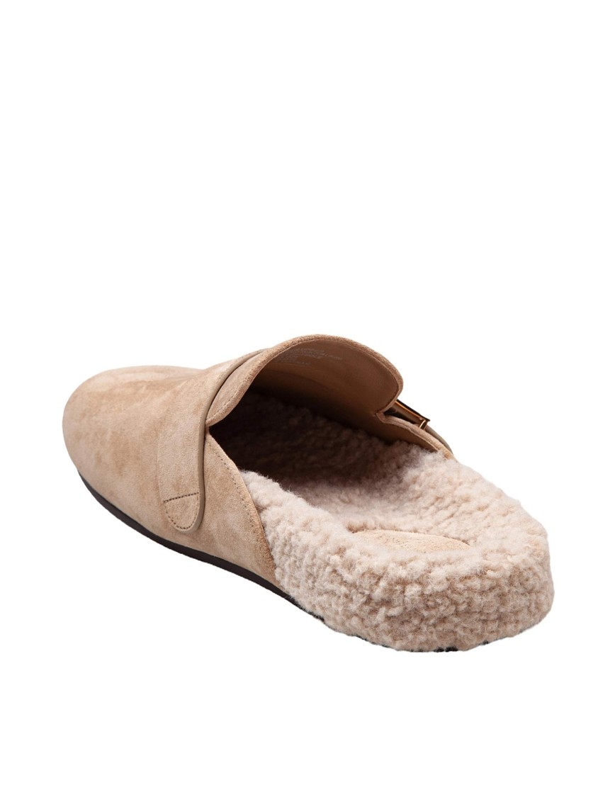 Tory Burch Mules Mellow In Shearling Color Taupe In Brown