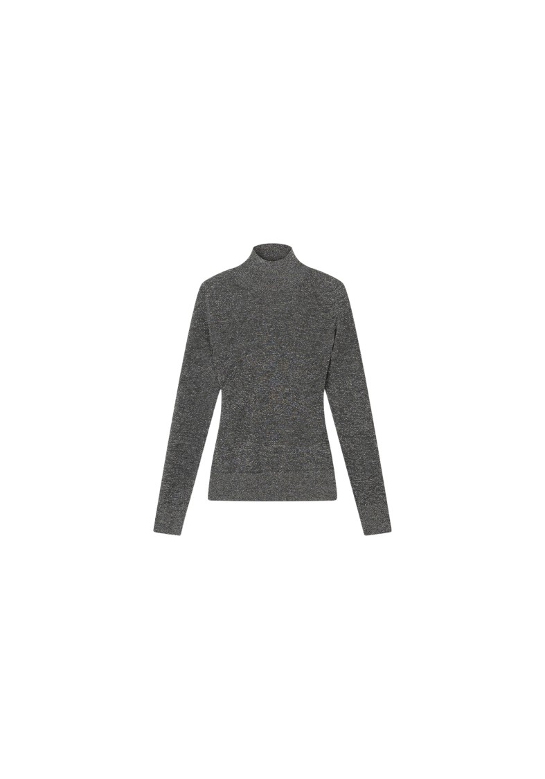 Shop Aeron Vaslav - Sparkly Ribbed Turtleneck In Grey