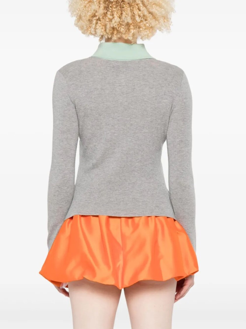 Self-portrait Buttoned Wool Cardigan In Gray