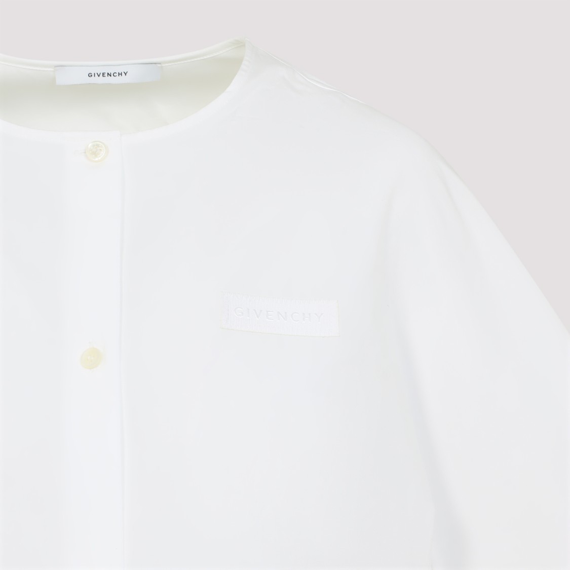 Givenchy Cropped Cotton Shirt With Button Closures In White