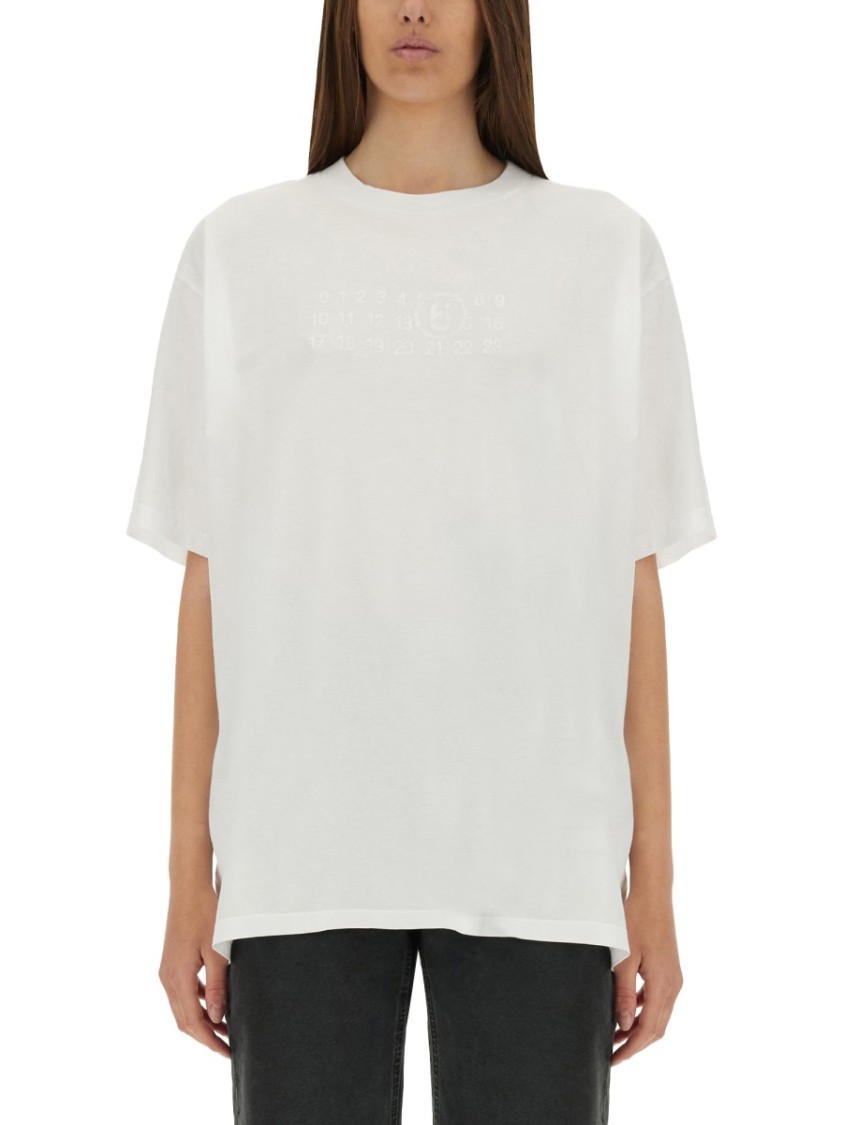 Mm6 Maison Margiela Mm6 By Maison Margiela Oversized Cotton T-shirt With Logo Detail In White