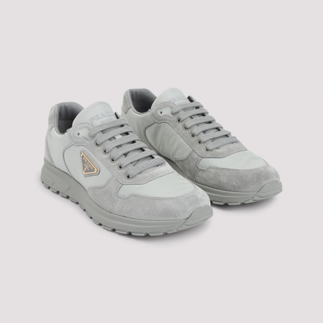Prada Modern Grey Sneakers With Textured Design