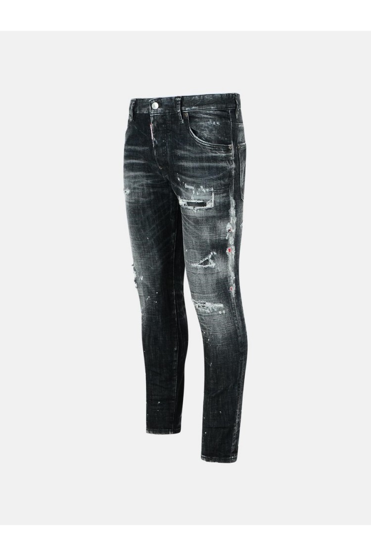 Dsquared2 Black Distressed Slim Fit Jeans With Comfortable Stretch In Black