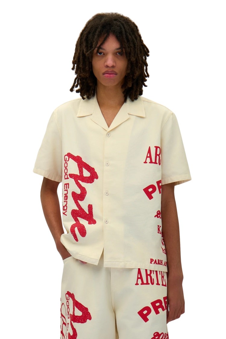 Arte Antwerp Red Print Beige Shirt In Neutral