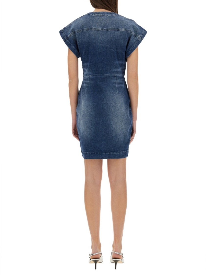 Moschino Slim Fit Denim Dress V-neckline In Blue