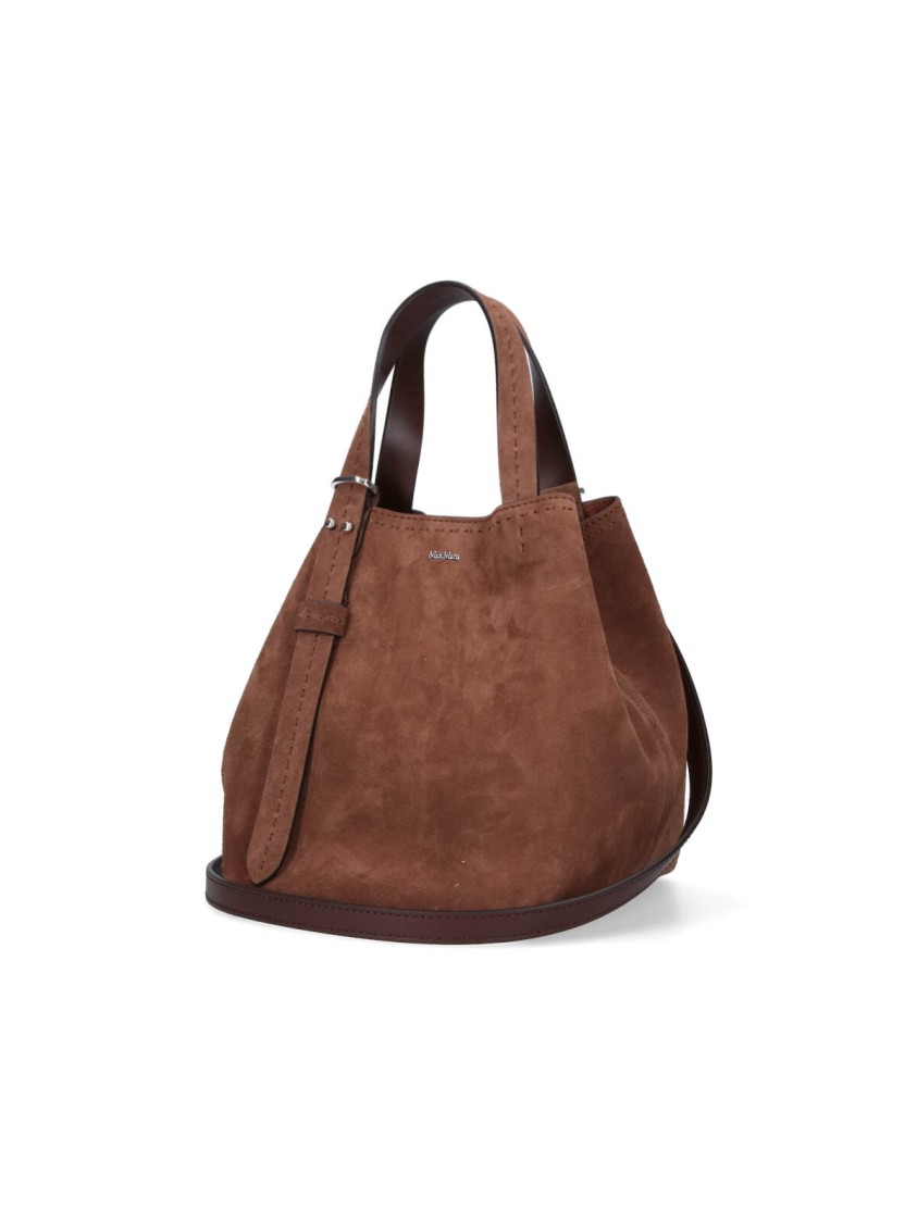 Max Mara Brown Suede Tote Bag With Adjustable Handles In Brown