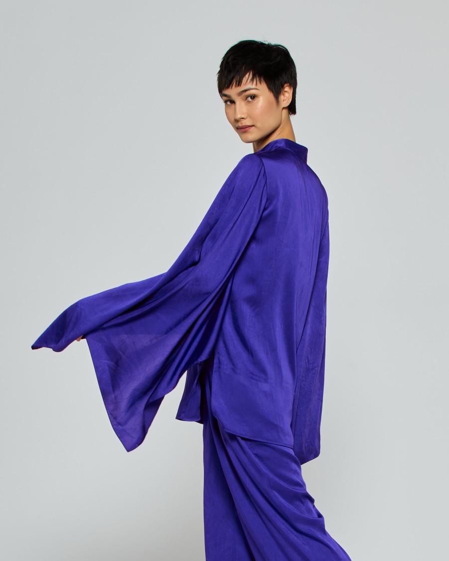 Serena Bute Kimono Sleeve Shirt - Violet Blue