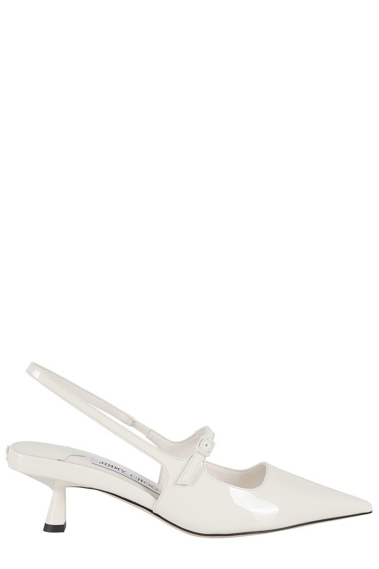 Shop Jimmy Choo Didi 45 Glossy Patent Leather Slingback Pumps In White