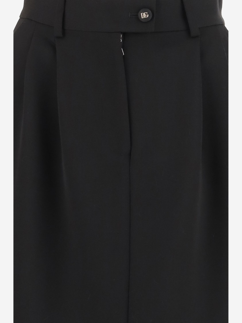 Dolce & Gabbana Wool Pencil Skirt Longuette In Black