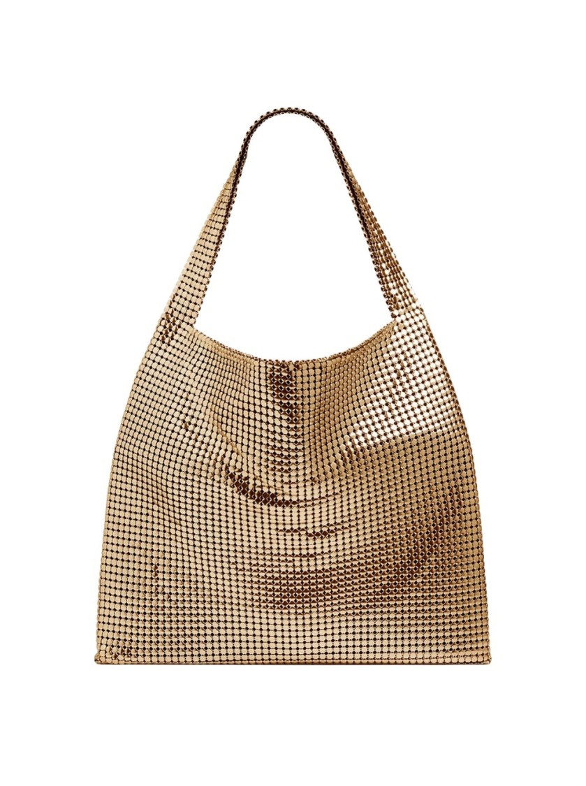 Rabanne Pixel Metallic Tote Bag Gold In Gold