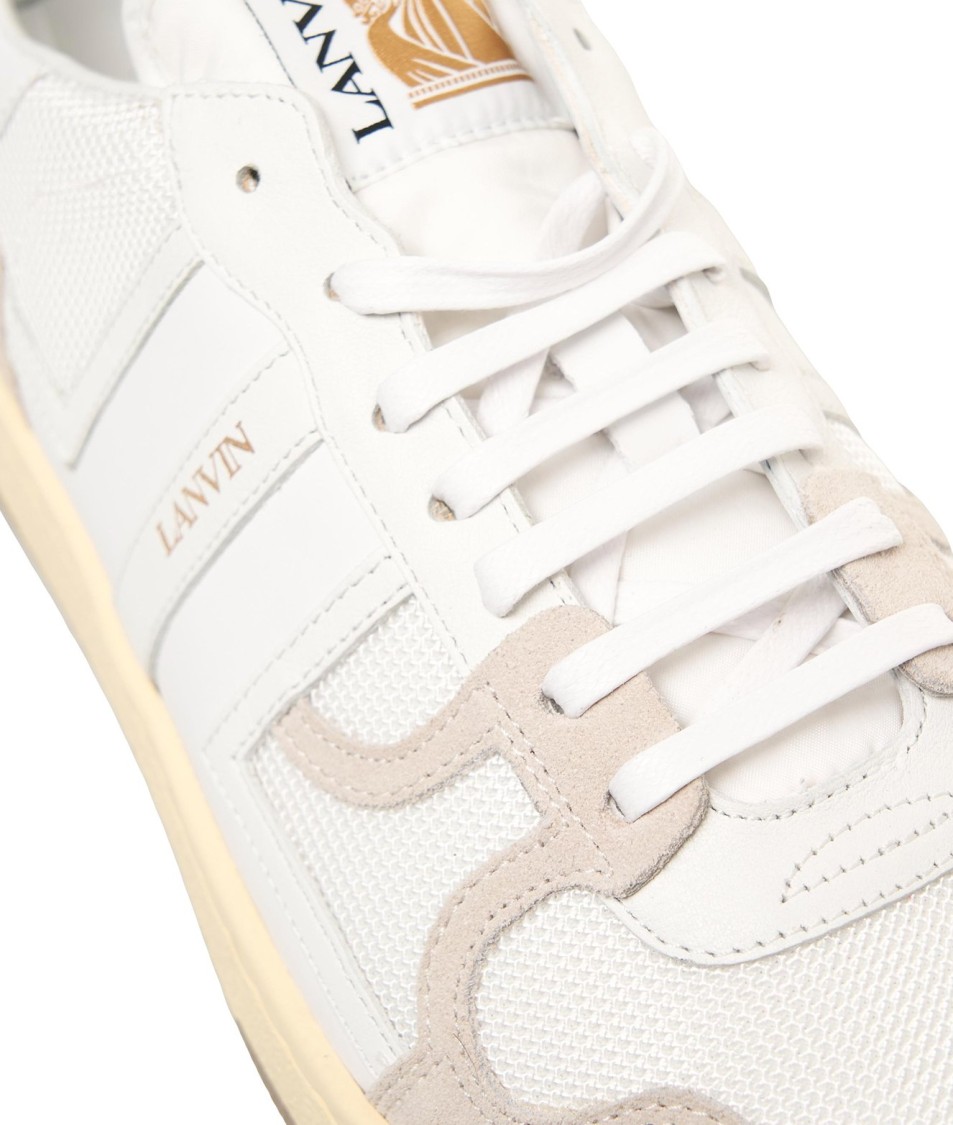 Lanvin Mesh And Leather Clay Sneakers With In Neutrals