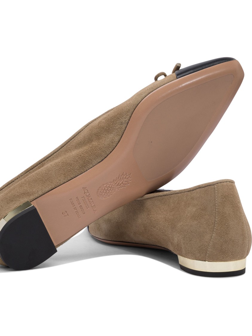 Aquazzura Soft Suede Ballerinas In Brown