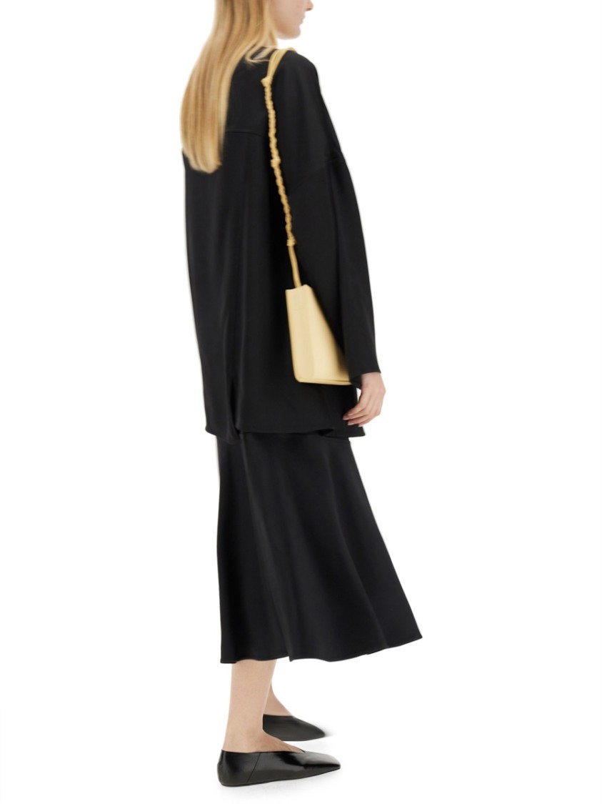 Shop Jil Sander Flared Black Midi Skirt