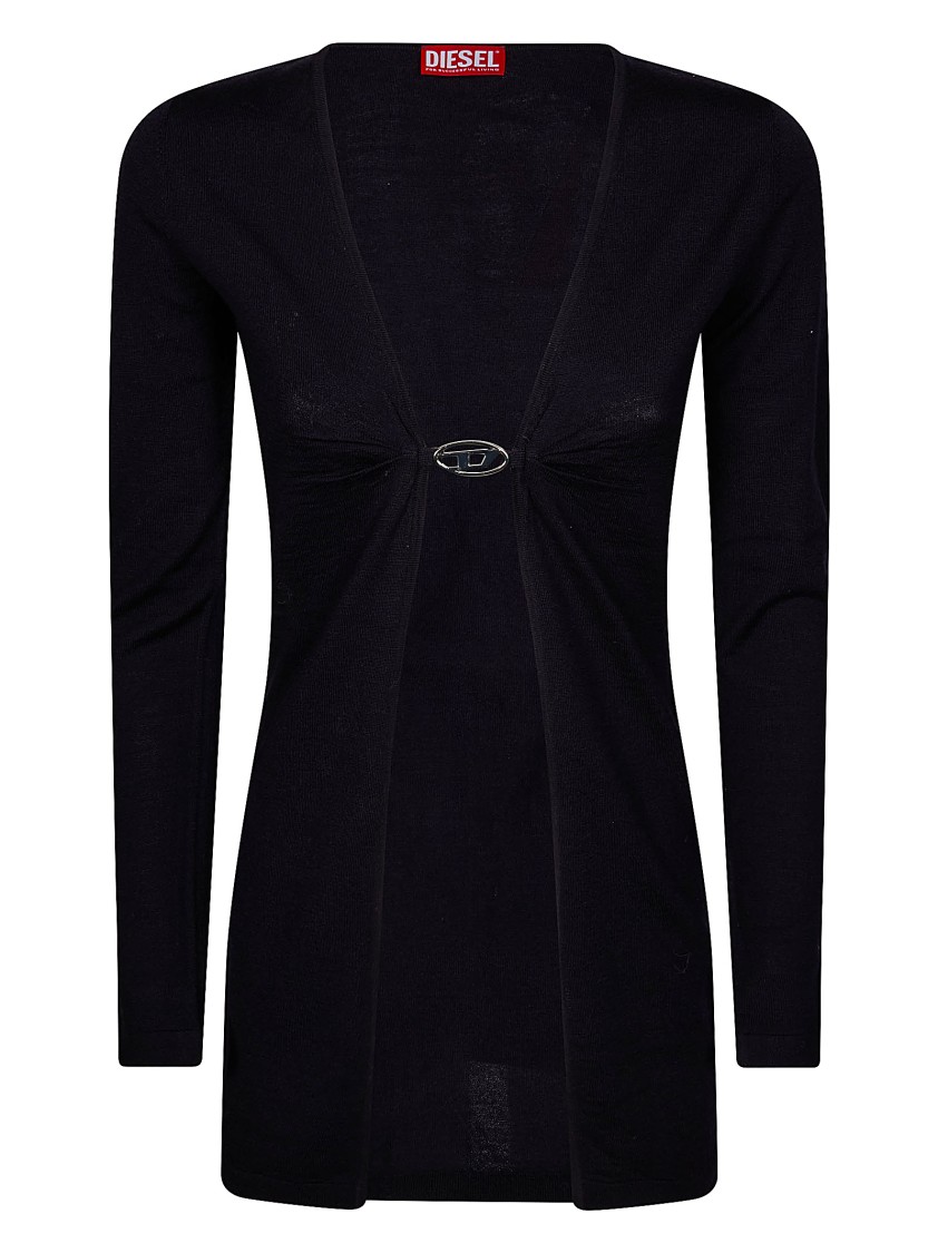 Diesel Long-sleeved Black Top With Unique Front Closure In Black