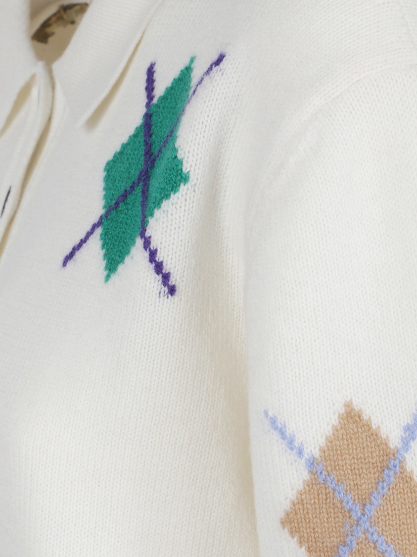 Msgm Polo With Collar And Small Bottons In White