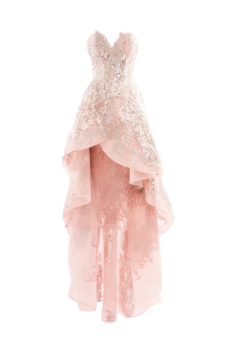 Saiid Kobeisy Embroidered High-low Dress In Pink