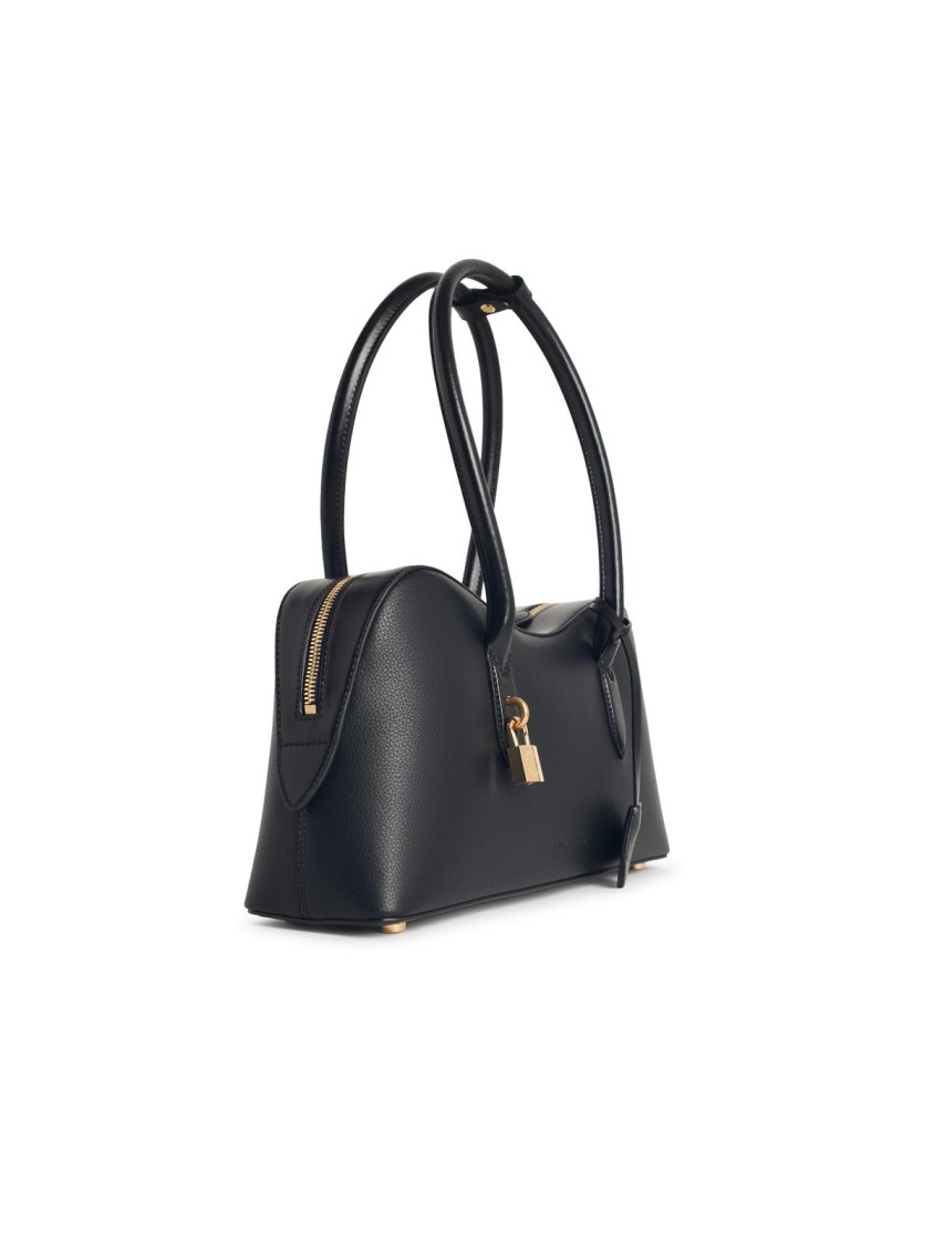 Stella Mccartney Structured Shape Shoulder Bag With Gold-tone Hardware In Black