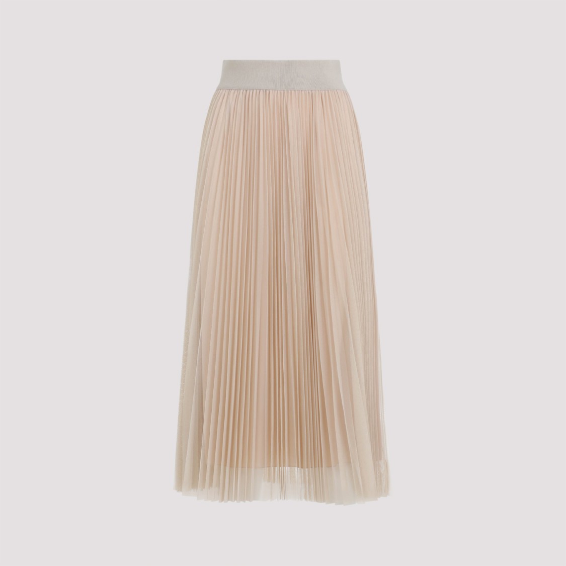 Fabiana Filippi Flowing Pleated Maxi Skirt With Elastic Waistband In Neutral