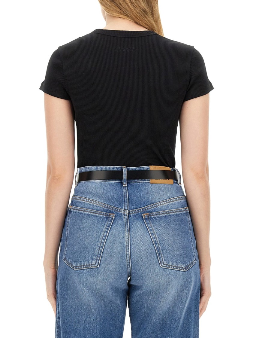 Isabel Marant Ribbed Cotton T-shirt In Black