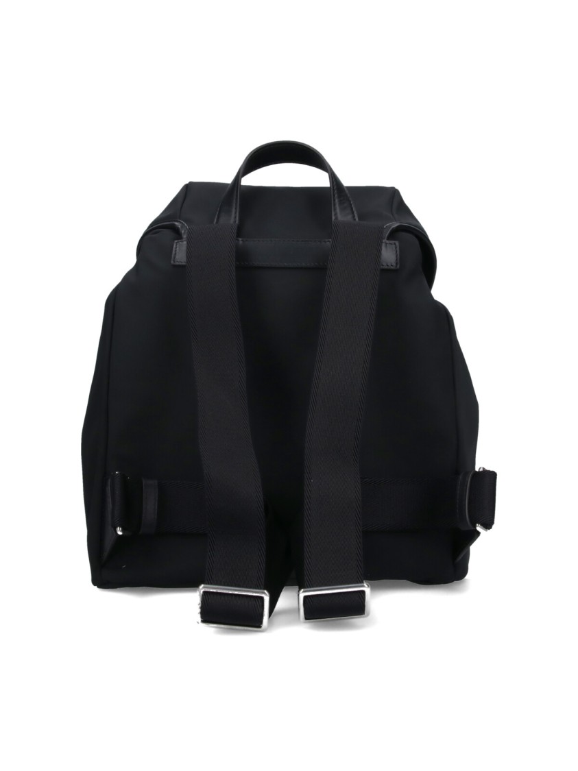 Moncler Black Leather-trimmed Backpack With Multiple Zip Pockets In Black