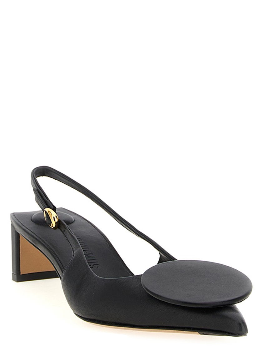Jacquemus Pointed Toe Pumps With Geometric Embellishments In Black